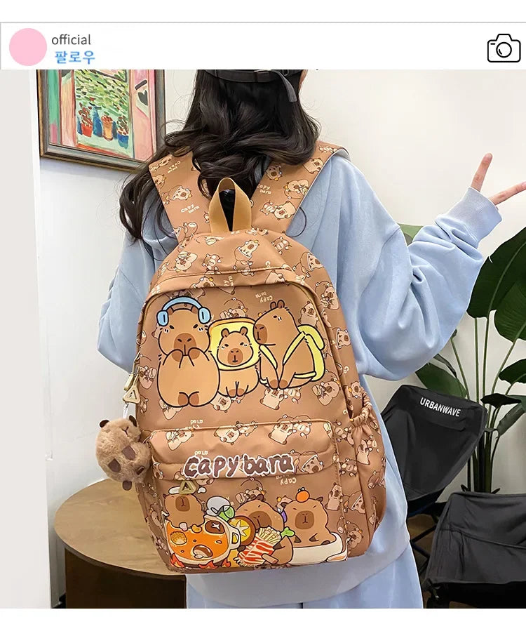 Ruime Capybara Rugzak van Nylon – Ideaal als Schooltas