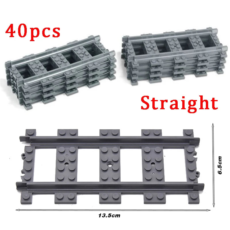 Bouwblokken Treinrails Set | Wissels, Kruisingen en Gebogen Sporen | Compatibel met Lego