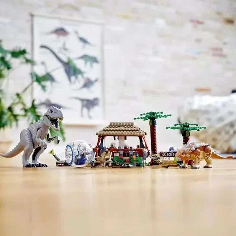 Bouwblokken Dinosaurus Wereld Set - Indominus Rex en Ankylosaurus