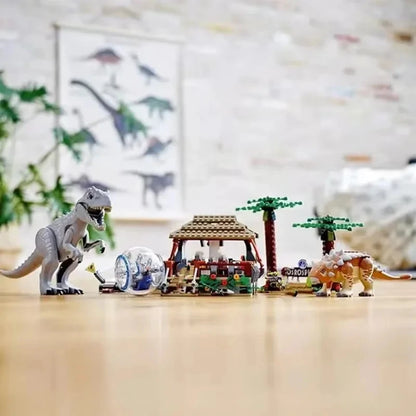 Bouwblokken Dinosaurus Wereld Set - Indominus Rex en Ankylosaurus