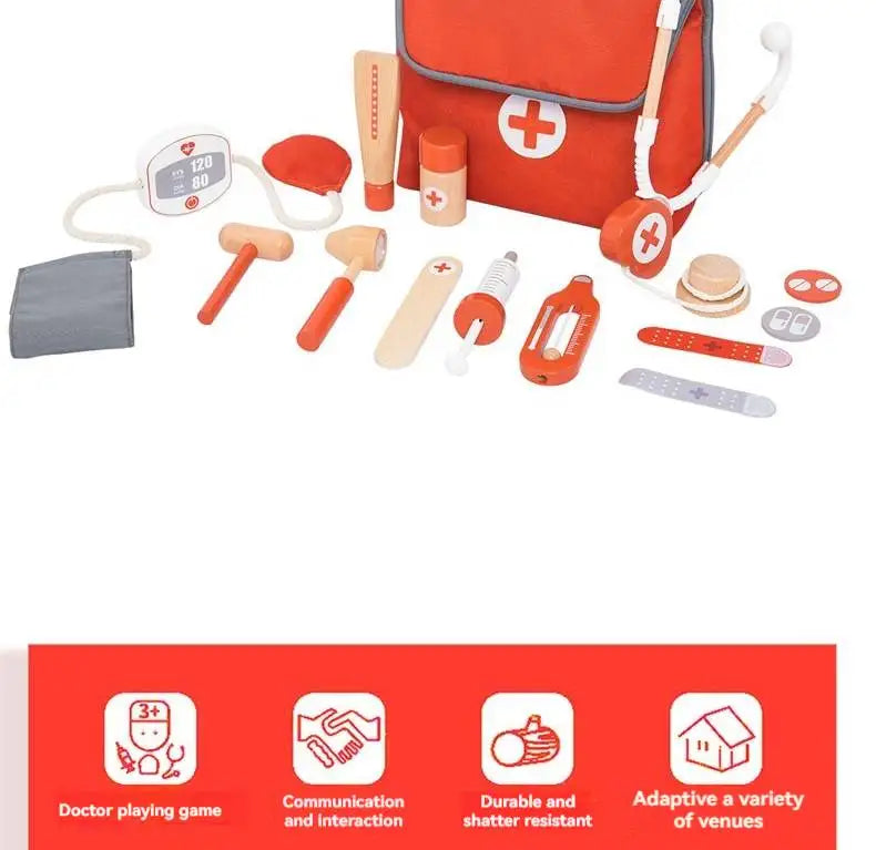 Houten Dokterset voor Kinderen – Rood