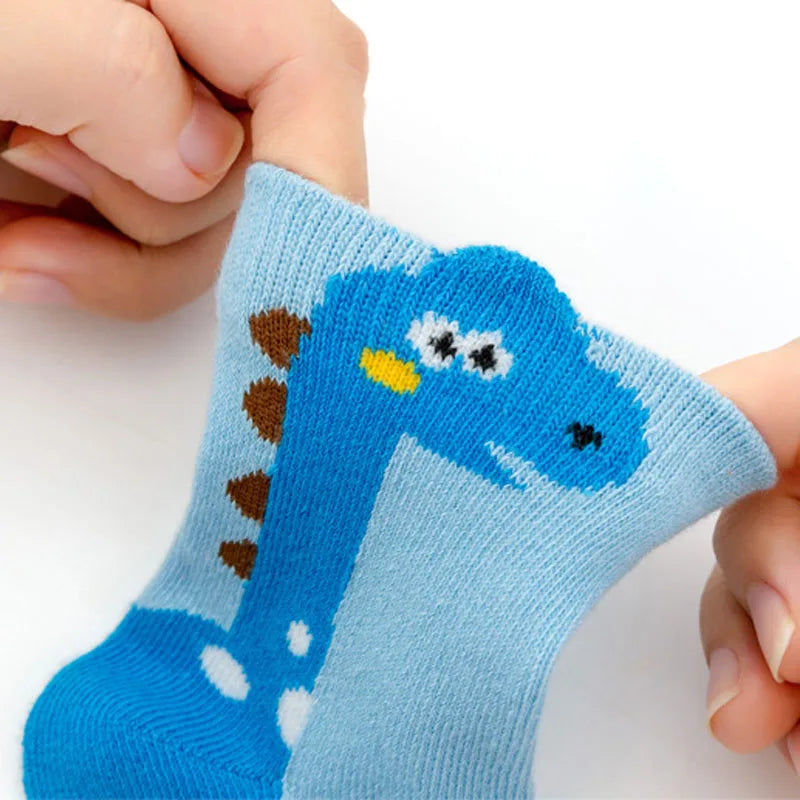 5 Paar Kindersokken met Dinosauruspatroon voor Jongens en Meisjes