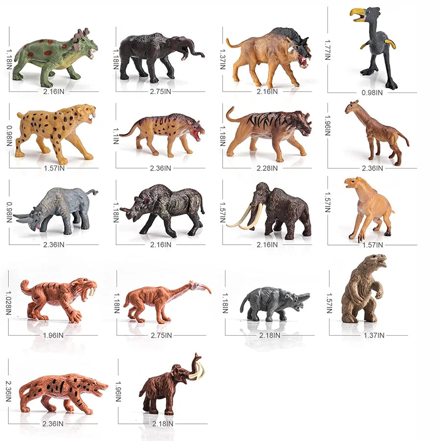 Set van 18 Realistische Mini Prehistorische Dieren Speelfiguren