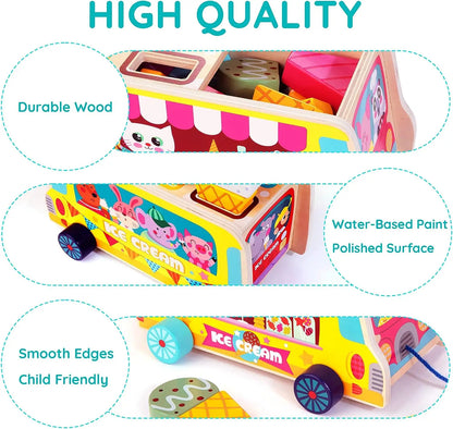 Houten Activiteitenkubus – Montessori Speelgoed met Puzzel en Sorteer Spel
