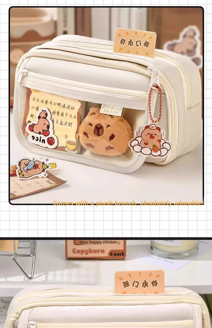 Grote Canvas Etui met Dierenprint voor Kinderen