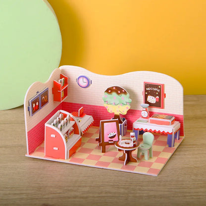 3D Papieren Puzzel – Educatief Bouwpakket Koffiehuis voor Kinderen