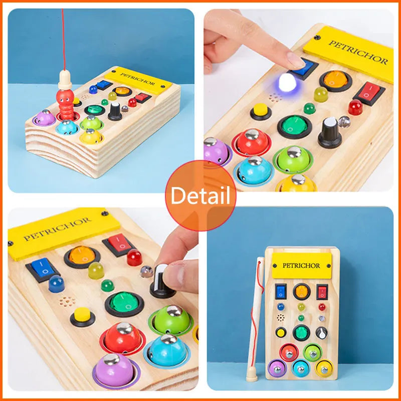Houten Speelbord met LED Lichtschakelaars voor Kinderen 3-6 Jaar