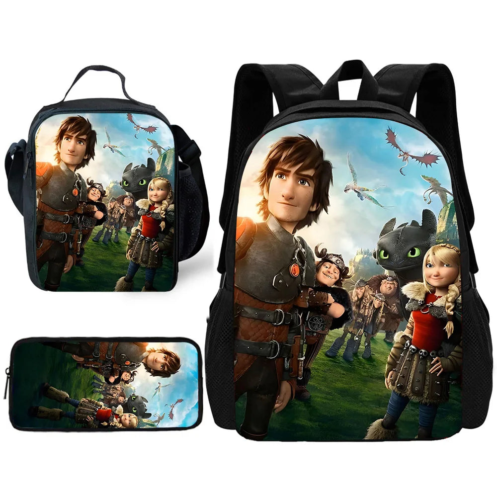 Toothless Schoolrugzak Set met Lunchtas en Etui