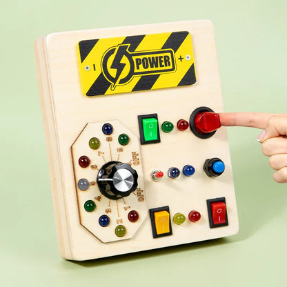 Houten Speelbord met LED Lichtschakelaars voor Kinderen 3-6 Jaar