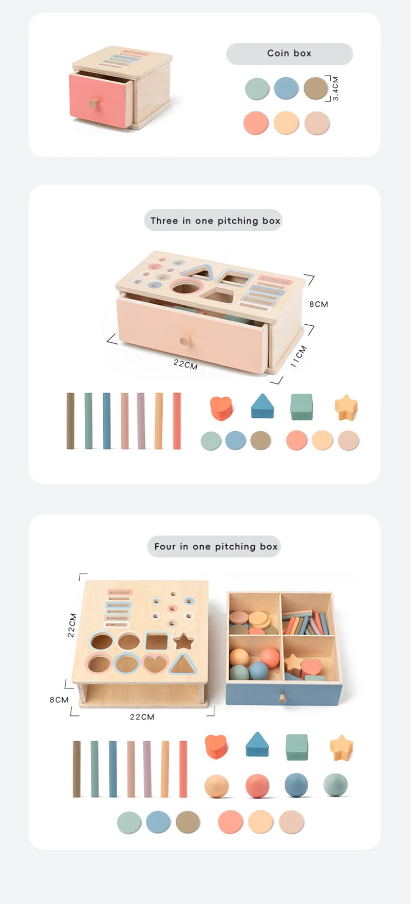 Montessori Object Permanent Box voor Fijne Motoriek