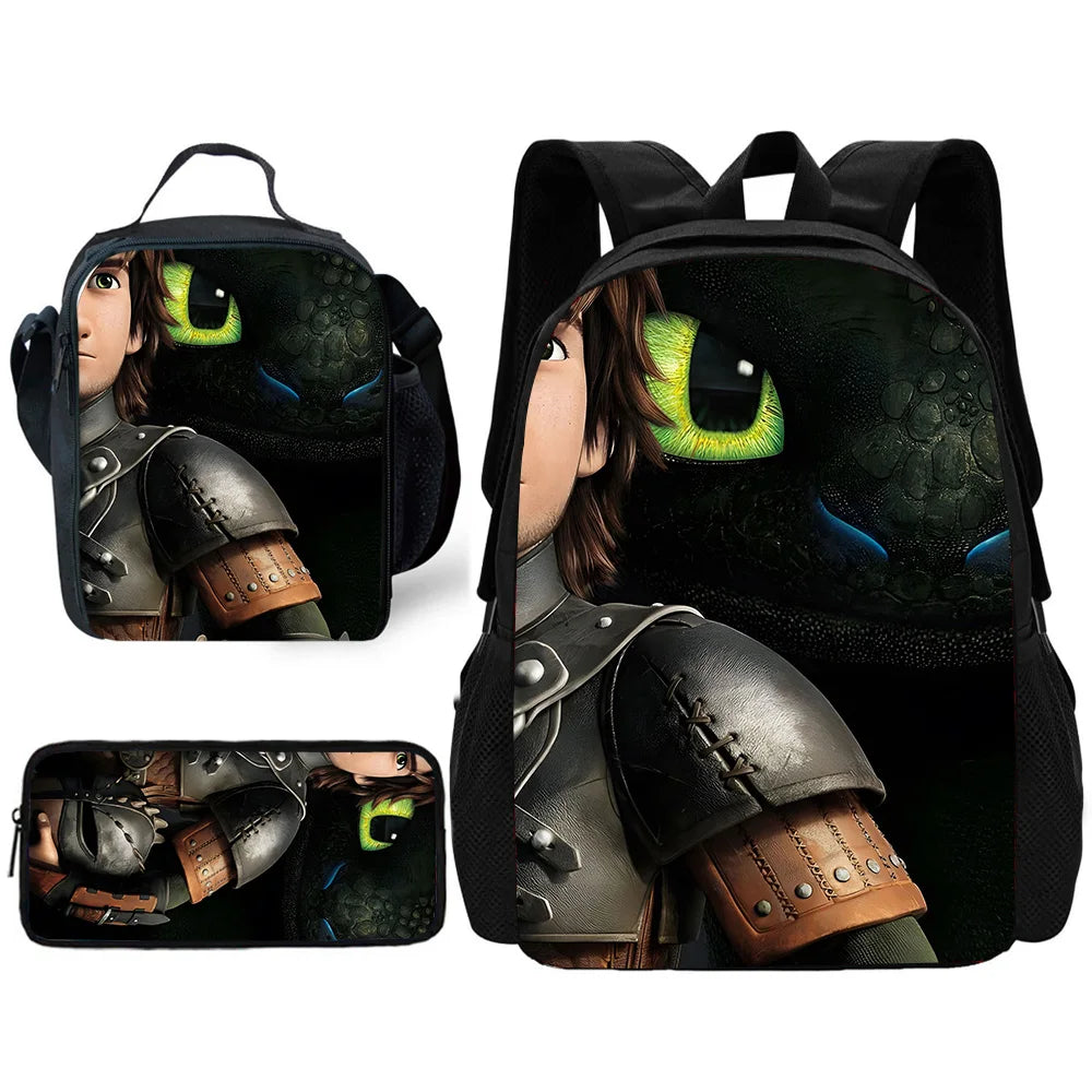 Toothless Schoolrugzak Set met Lunchtas en Etui