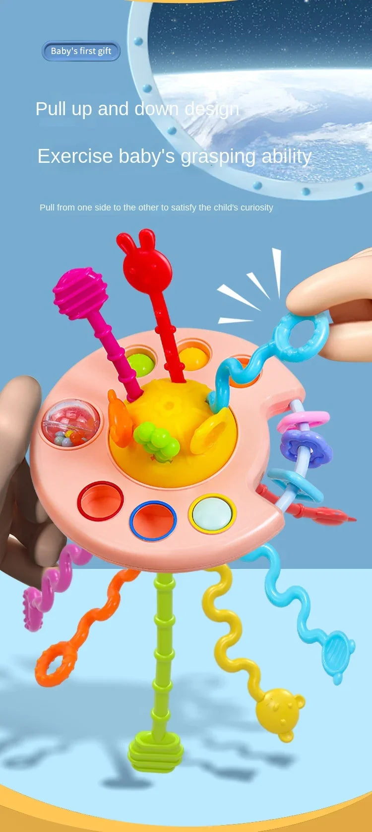 Montessori Baby Speelgoed met Trekkoord – Sensorische Ontwikkeling & Bijtring