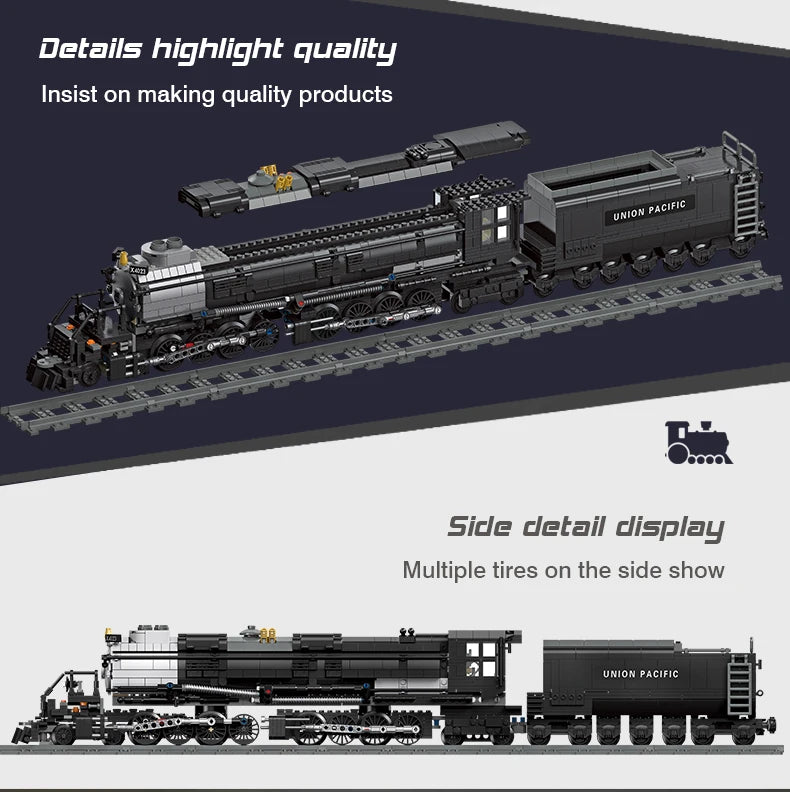 Bouwblokken Stoomtrein met Spoorrails - Compatibel met Lego