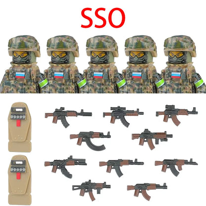 Bouwblokjes Figuren Commando Speciale Eenheid Leger met Wapens en Accessoires