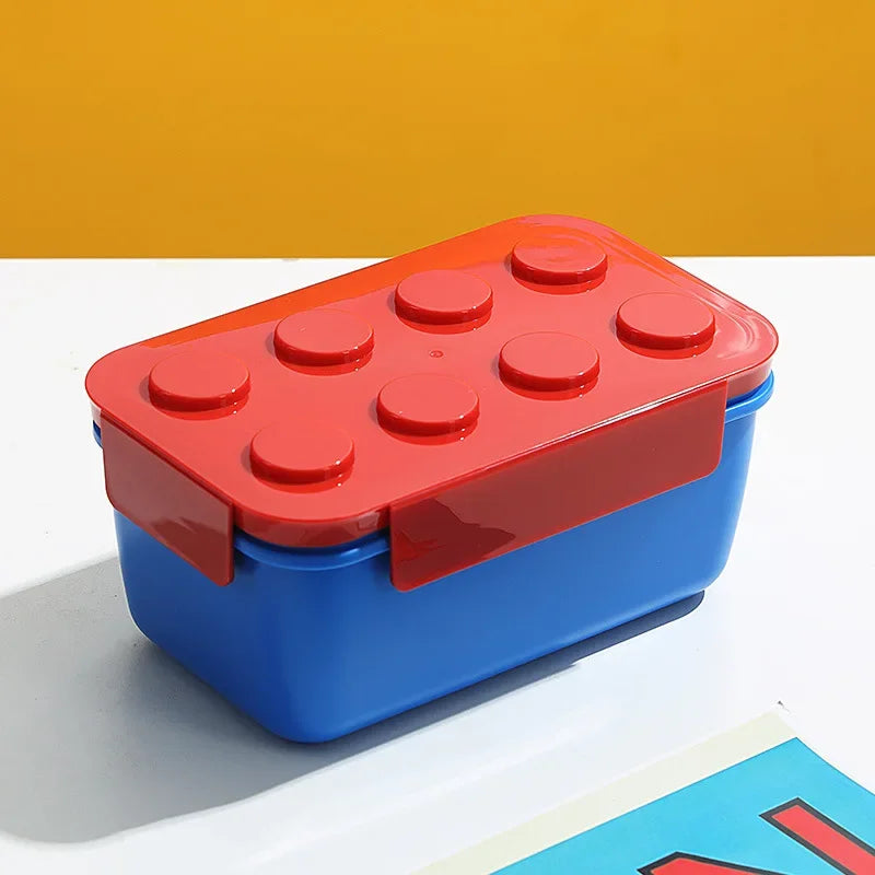 Lekvrije Broodtrommel met Bouwblokjes - Verdeeld & Magnetronbestendig