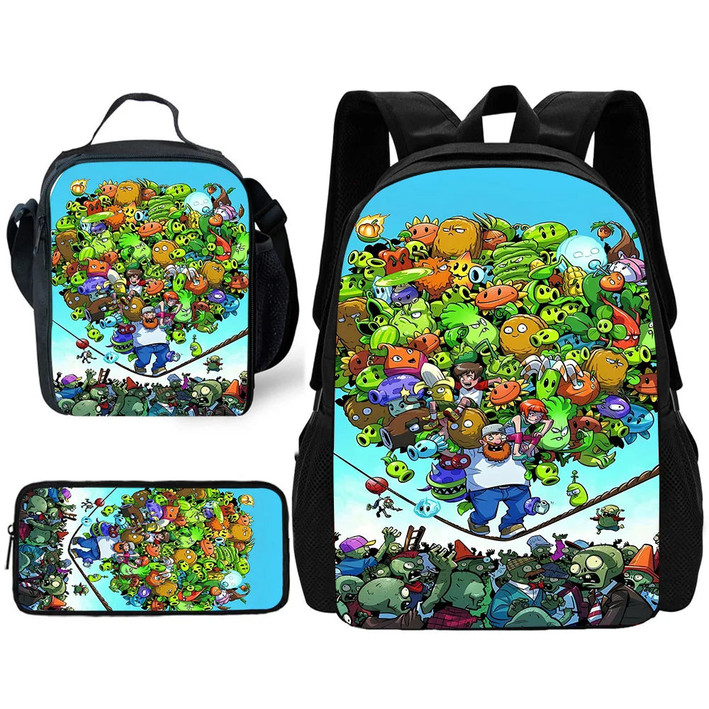 Schooltassenset met Lunchtas en Etui - Cartoon Thema