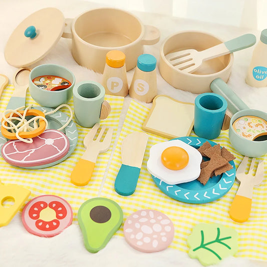Houten Speelgoed Keuken Set met Kookgerei voor Kinderen