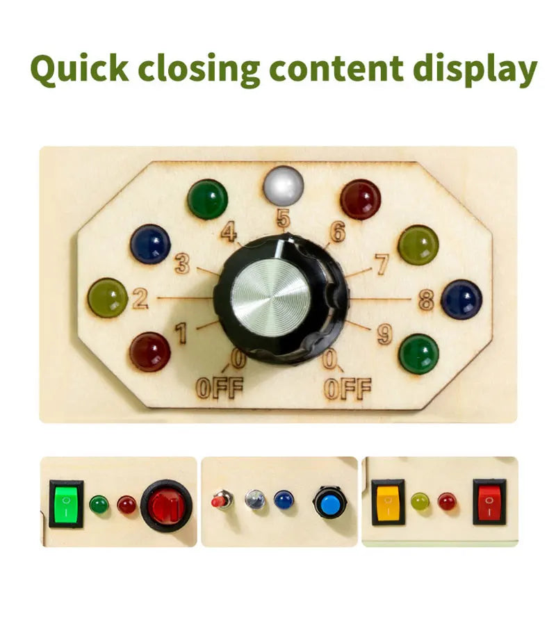 Houten Speelbord met LED Lichtschakelaars voor Kinderen 3-6 Jaar