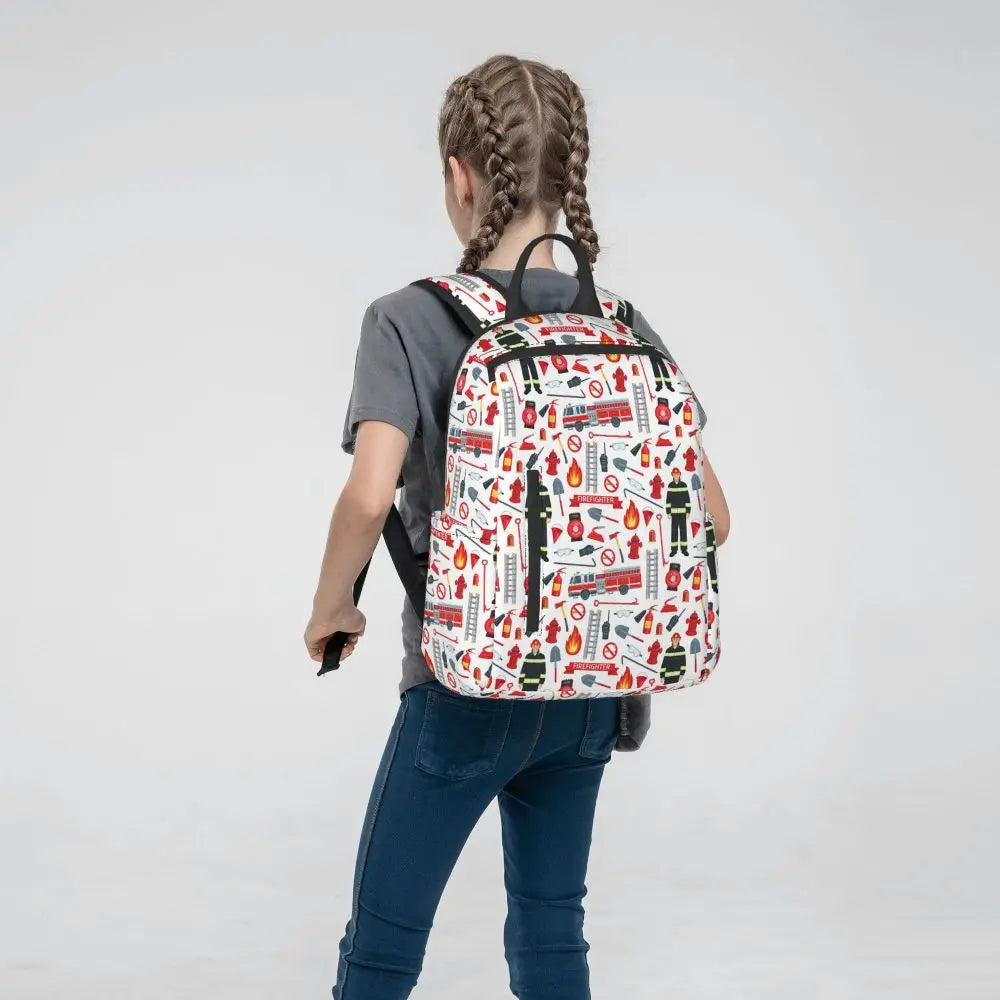 Unisex Schooltas met Brandweerwagen Patroon