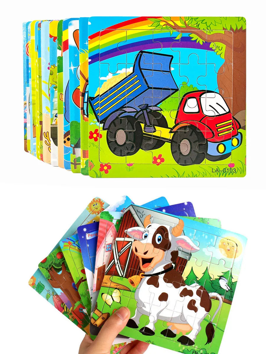 Houten Legpuzzel voor Kinderen - Dieren en Voertuigen