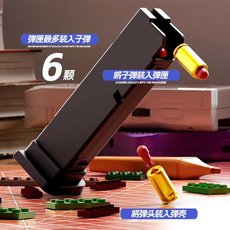 Speelgoedpistool met hulzenuitworp – werkt zonder batterijen