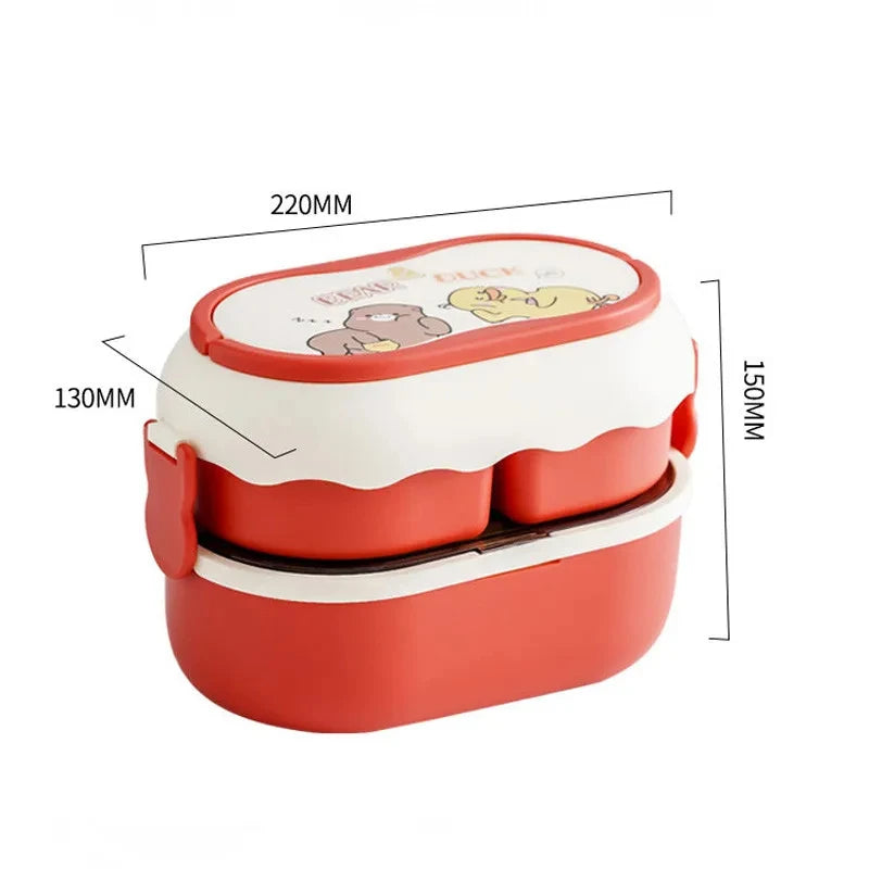 Kinder Bento Lunchbox met Vakjes, Handvat en Magnetronfunctie