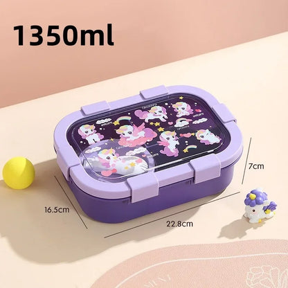 Cartoon Broodtrommel met Soepkom – Lekvrij en Draagbaar (1000ml/1350ml)