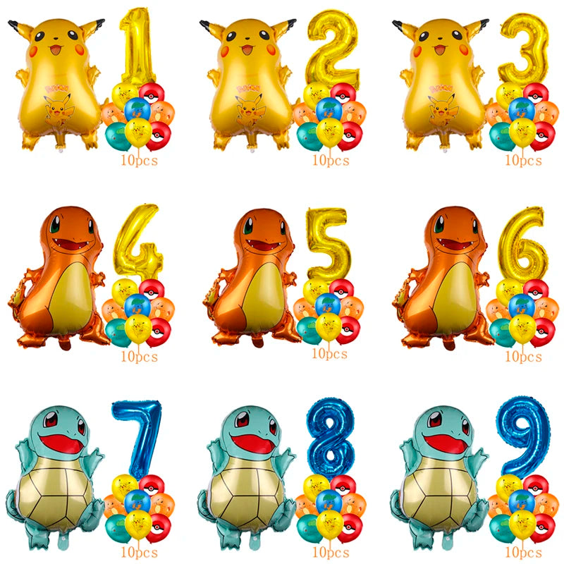Pokémon Ballonnen Set met Pikachu, Squirtle en Charmander