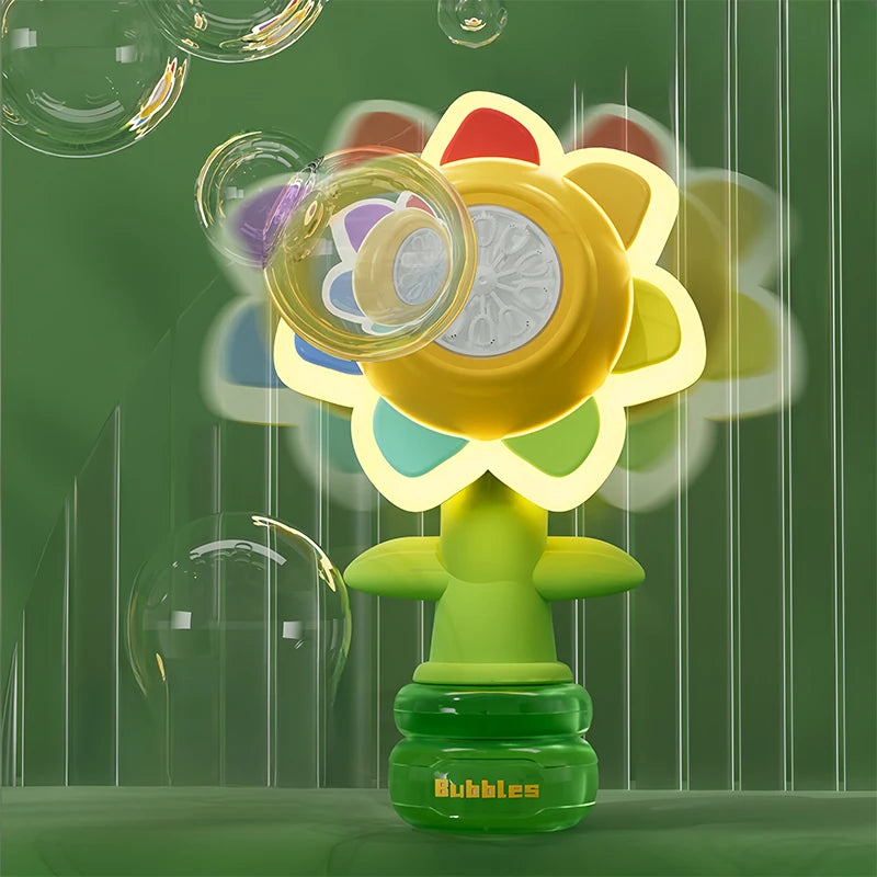 Elektrische Bellenblaasmachine Zonnebloem met bewegende kop en licht