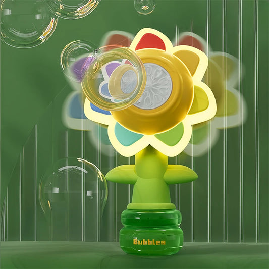 Elektrische Bellenblaasmachine Zonnebloem met bewegende kop en licht