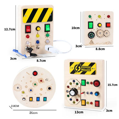 Houten Speelbord met LED Lichtschakelaars voor Kinderen 3-6 Jaar