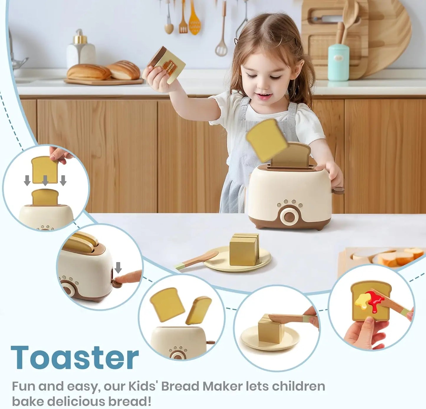 Plastic speelgoed keukenapparaten set met broodrooster, mixer en blender