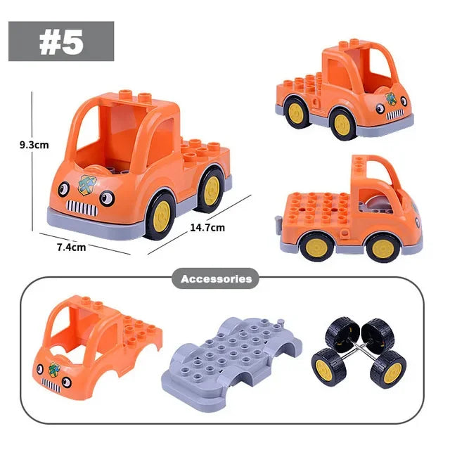 Voertuigen set voor grote bouwstenen – Compatibel met Duplo®