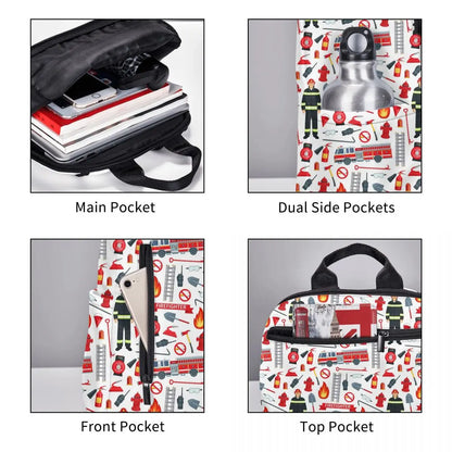Unisex Schooltas met Brandweerwagen Patroon