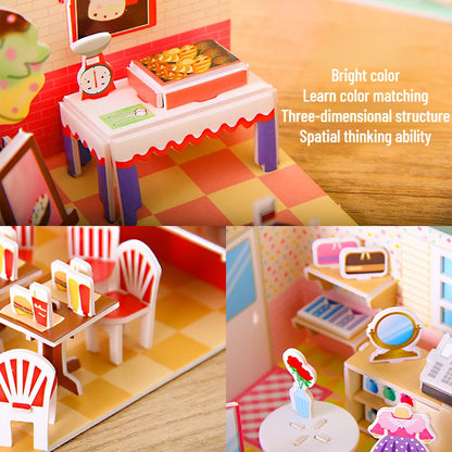 3D Papieren Puzzel – Educatief Bouwpakket Koffiehuis voor Kinderen
