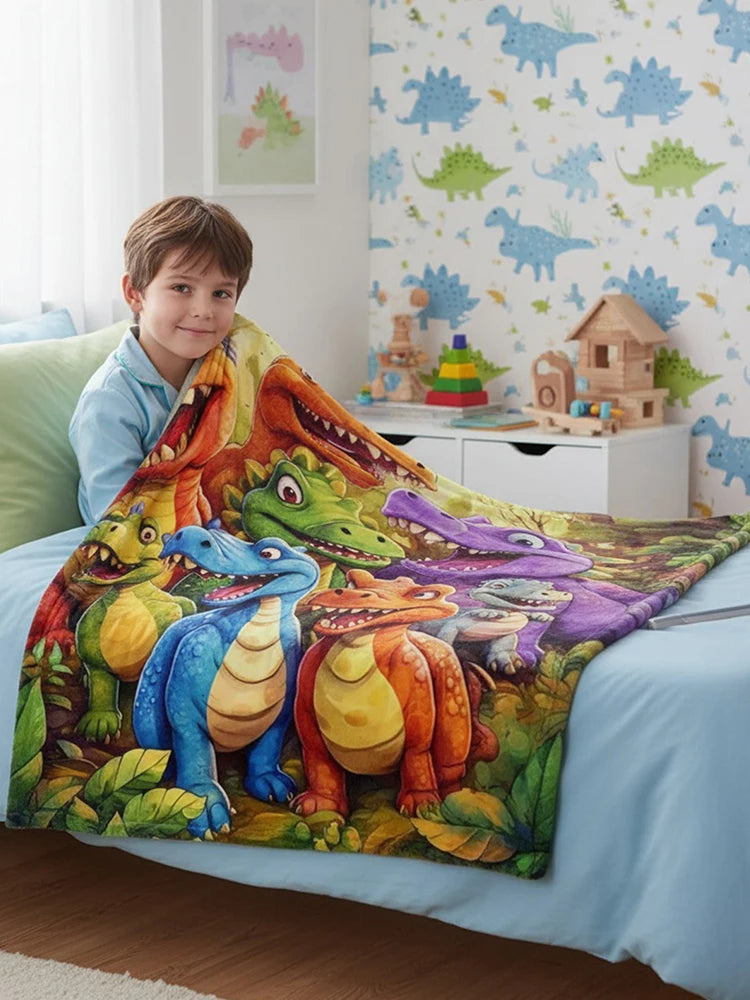 Flanellen Deken met Dinosaurusprint voor Kinderen en Woonkamer