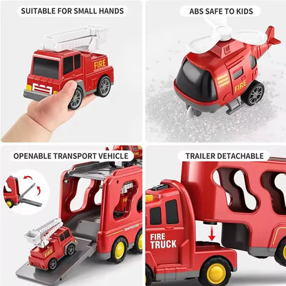 Transportvrachtwagen Speelset 5-in-1 met 4 Bouwvoertuigen