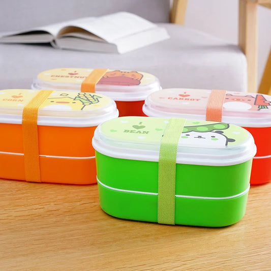 Draagbare Cartoon Lunchbox met Bestek – 600ml