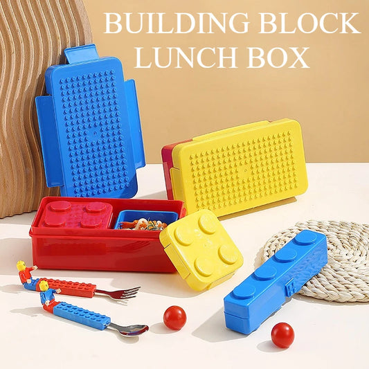 Kleurrijke Lunchbox met Bouwstenen voor Kinderen - Lekdicht en Magnetronbestendig