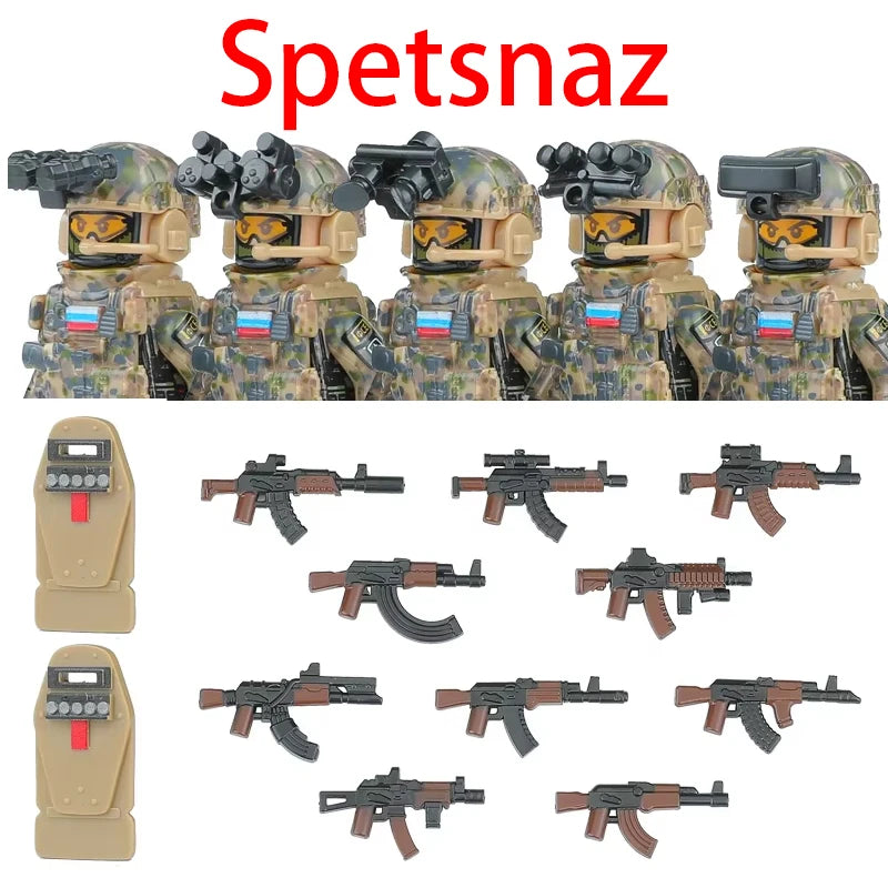 Bouwblokjes Figuren Commando Speciale Eenheid Leger met Wapens en Accessoires
