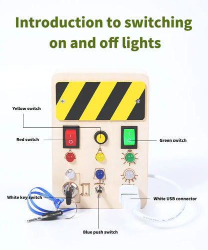 Houten Speelbord met LED Lichtschakelaars voor Kinderen 3-6 Jaar