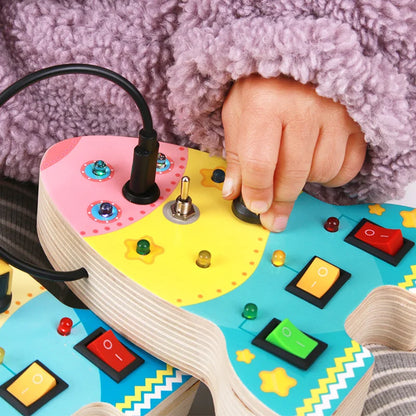 Houten Speelbord met LED Lichtschakelaars voor Kinderen 3-6 Jaar