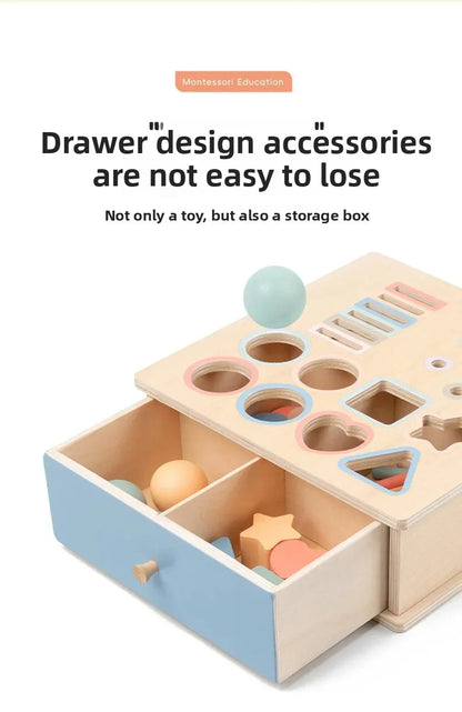 Houten Montessori Sorteerbox voor Kleuren en Vormen met Lade