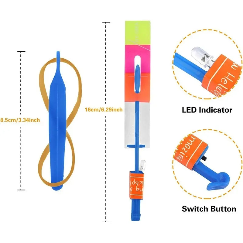 Vliegende LED raket voor buiten met elastiek