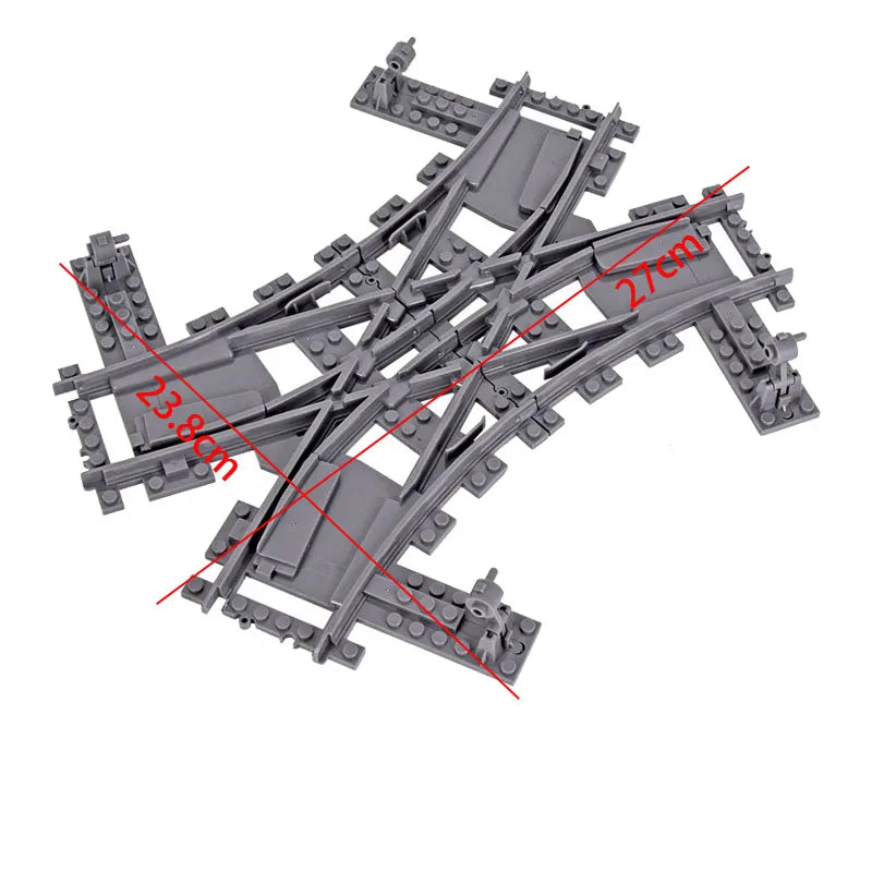 Flexibele Treinrails Set met Wissels en Bochten - Compatibel met Lego Bouwblokken