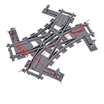 Flexibele Treinrails Set met Wissels en Bochten - Compatibel met Lego Bouwblokken