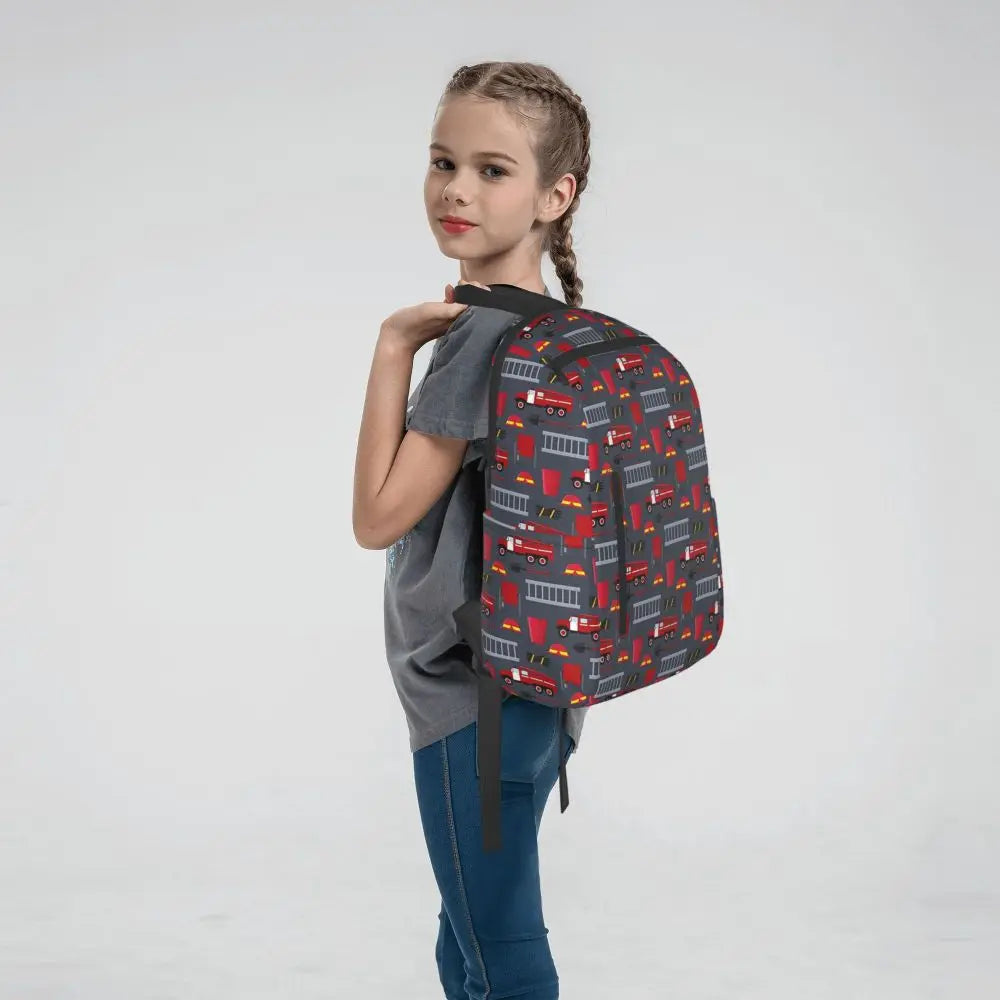 Unisex Schooltas met Brandweerwagen Patroon