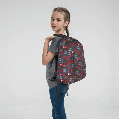Unisex Schooltas met Brandweerwagen Patroon
