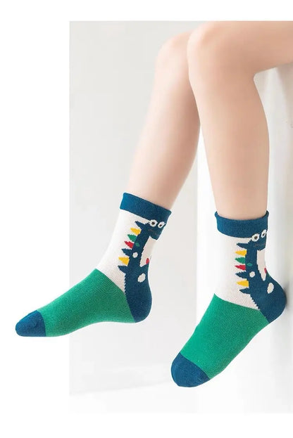 5 Paar Unisex Kindersokken met Dinosaurus-design