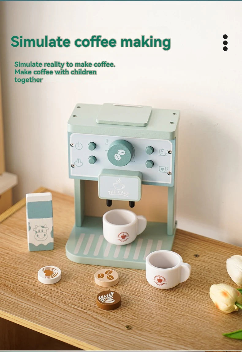 Houten Speelgoed Koffiezetapparaat Set met Koekjes